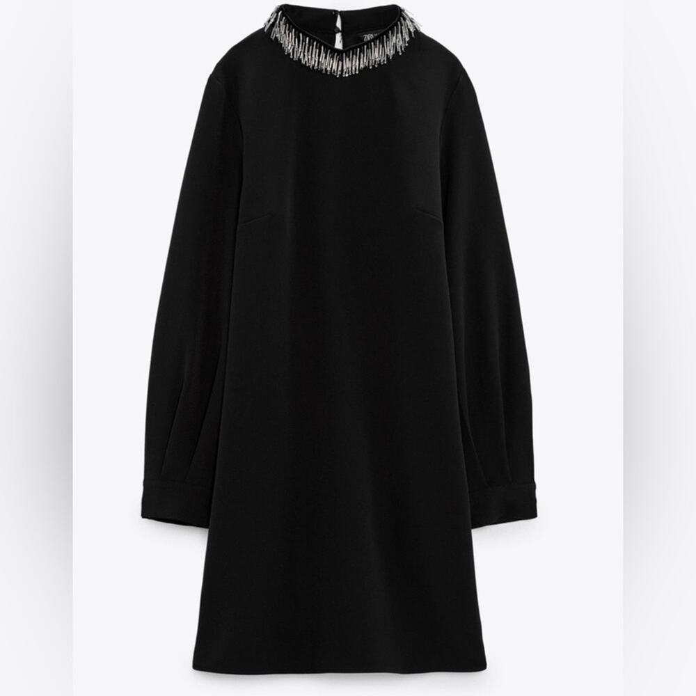 Nwt-Zara- beaded collar mini dress- Large